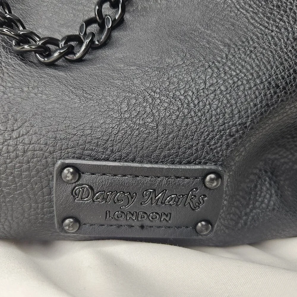 Darcy Marks Of London Large Shoulder Bag, Black, With Chain Closure Detail - Picture 2 of 8